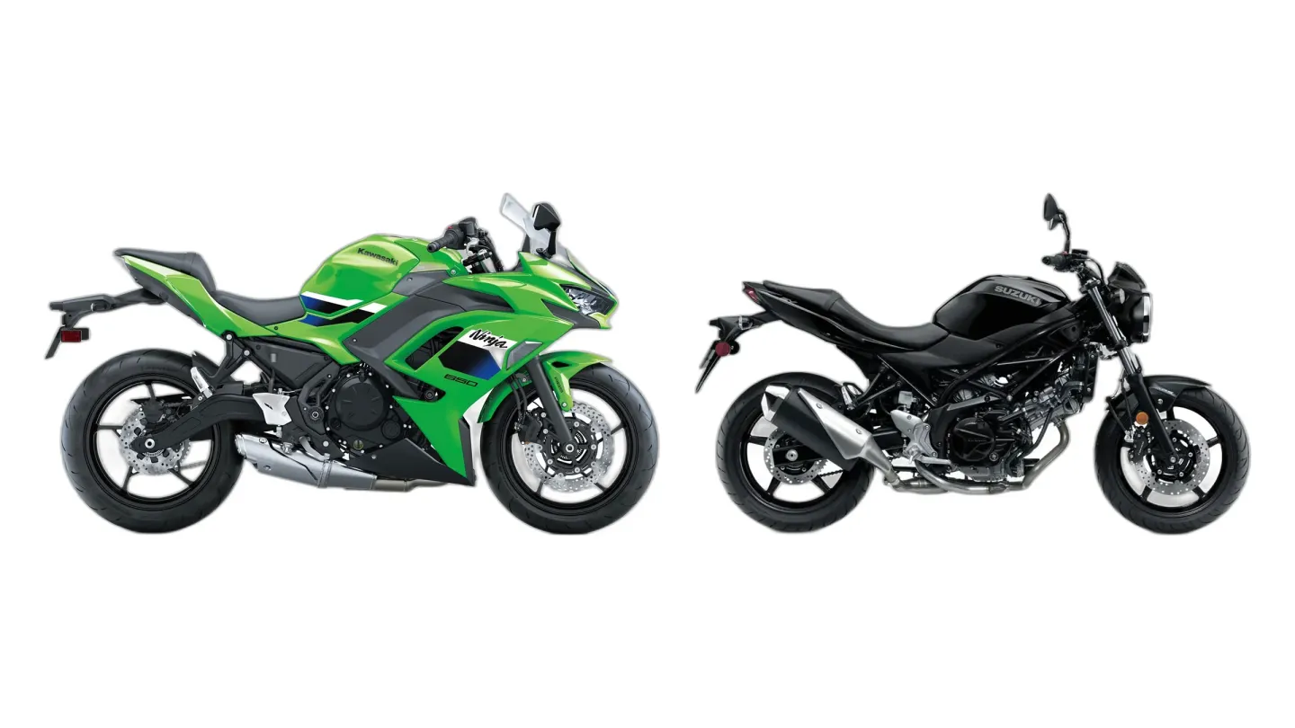 Kawasaki Ninja 650 (EX650P) and Suzuki SV650 (WCX0) side by side