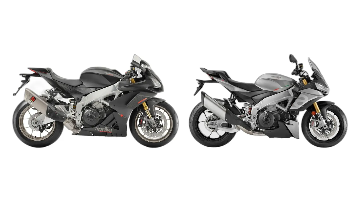Aprilia RSV4 1100 (MY2019-Factory) and Aprilia Tuono V4 1100 (ZD4KZ) side by side